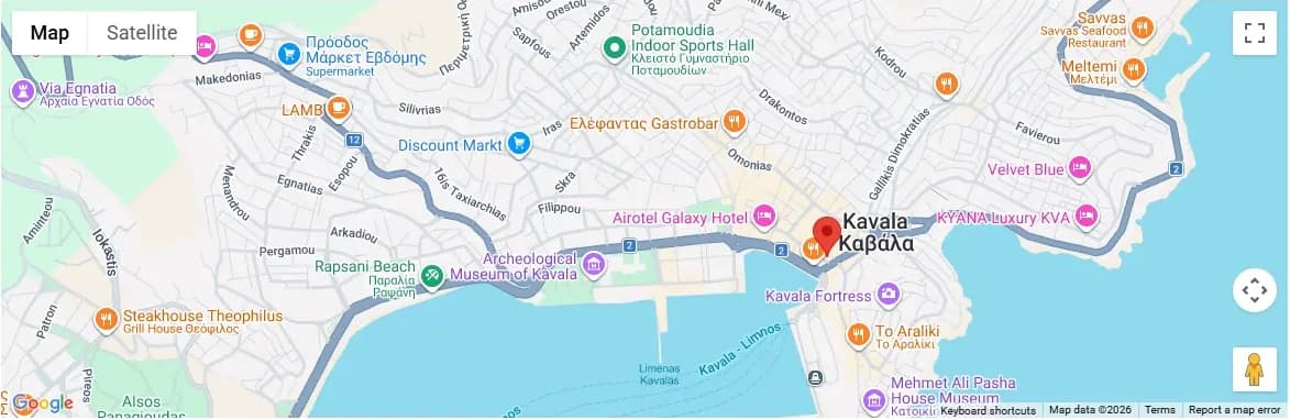 Castello’s old map: an embedded Google Map of Kavala.